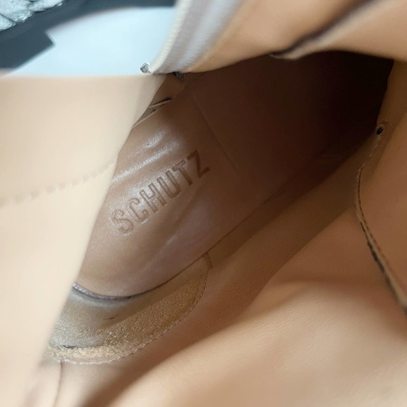 Schutz Metallic Silver Crushed Leather Magda Combat Boots Size 7 - Picture 8 of 10